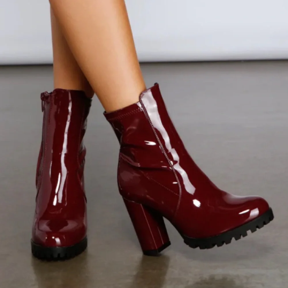 Burgundy Platform Boots